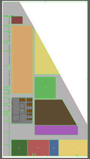 screen shot showing selected shapes outlined in green